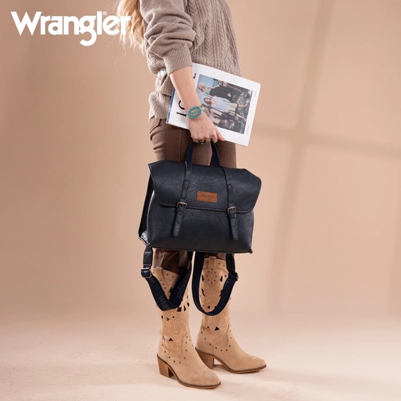 Wrangler Top Handle Carry Satchel/Laptop Bag/Backpack/Crossbody Navy Blue main image 6